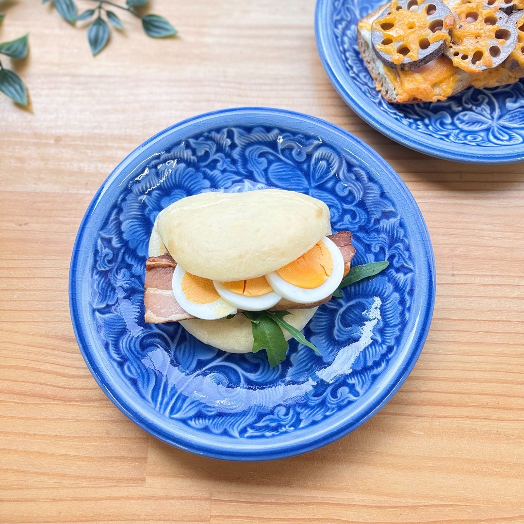 【セラドン焼き】丸皿 ブルー（20cm）7.5インチ/ケーキ皿・パン皿・サラダ皿