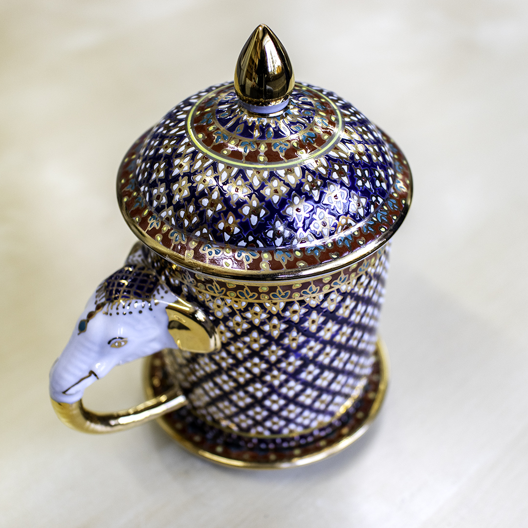 Siam ceramic handmade ベンジャロン焼き 花瓶 タイ