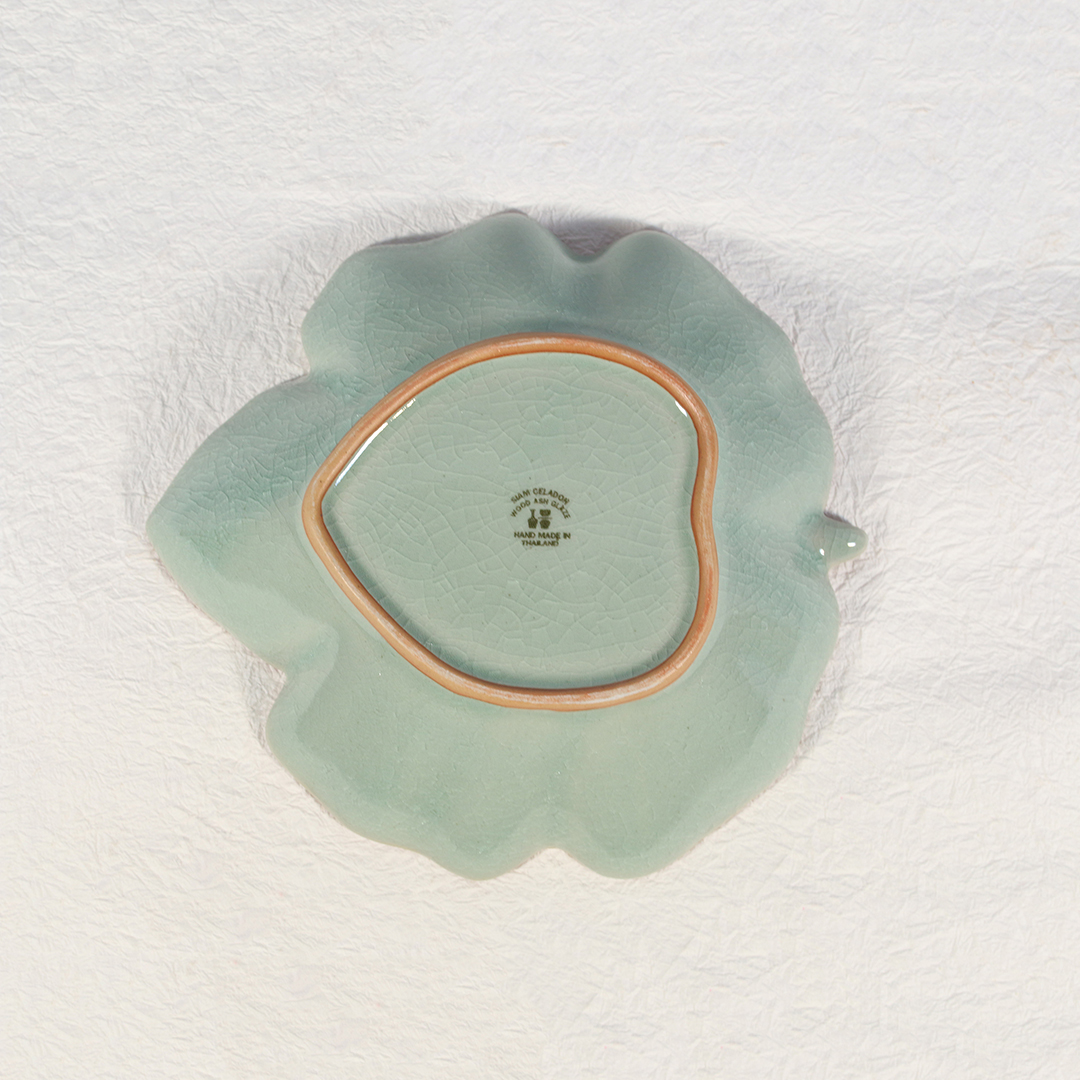 【セラドン焼き】メイプルリーフ皿 グリーン（19cm）