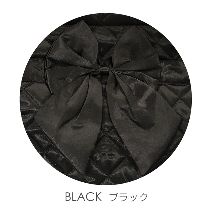 【NaRaYa】サテン リボントートバッグ（舟形:小） ブラック