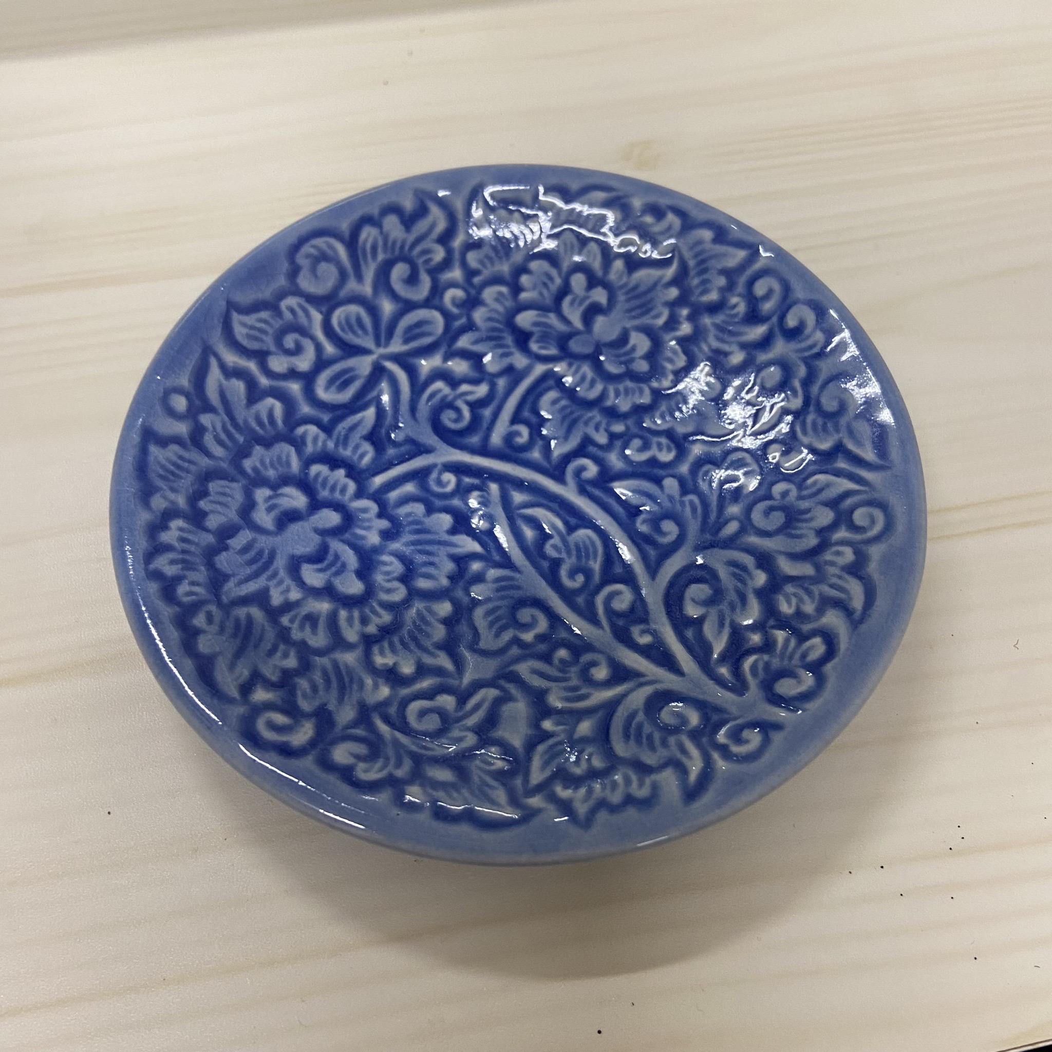 【セラドン焼き】丸皿 ブルー（11.5cm）